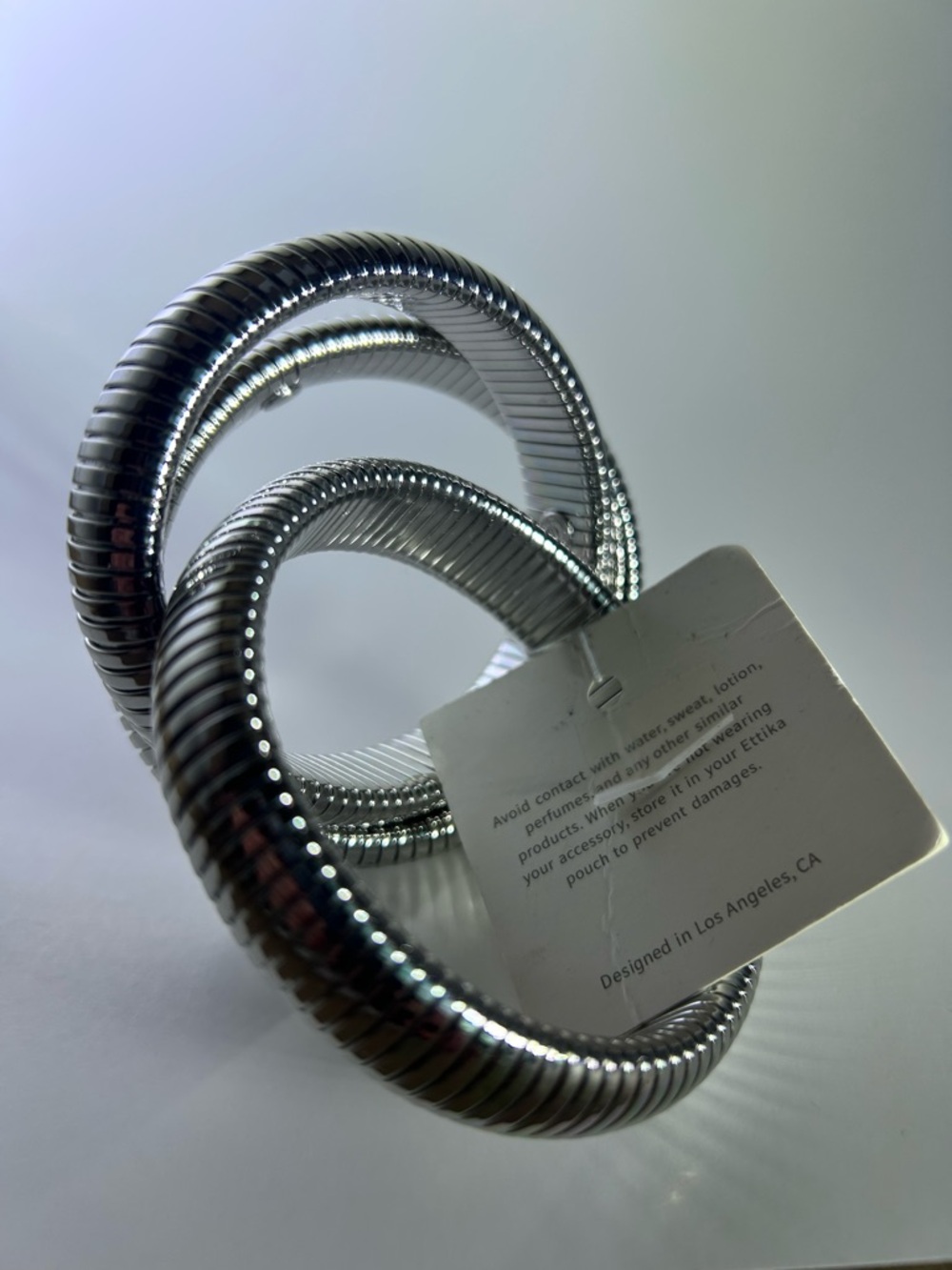 ettika Rhodium Plated Coil Stretch Bracelet in Silver - Picture 4 of 7